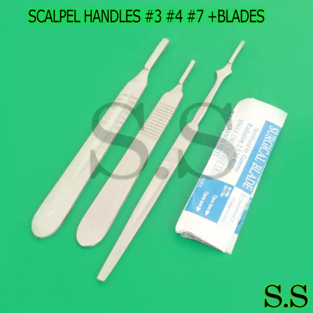 3 Scalpel Handles #3 #4 #7 + 80 Blades #10 #11 #15 #21