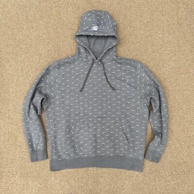 Felpa pullover con cappuccio Nike uomo grande grigio stampa integrale logo swoosh