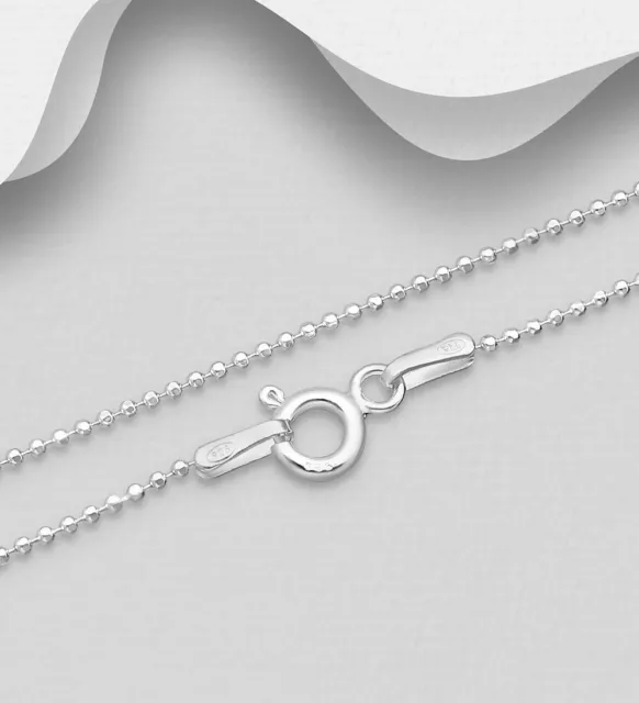 Dainty Italian Ball Bead Chain Necklace Hallmarked 925 Sterling Silver .9mm Wide