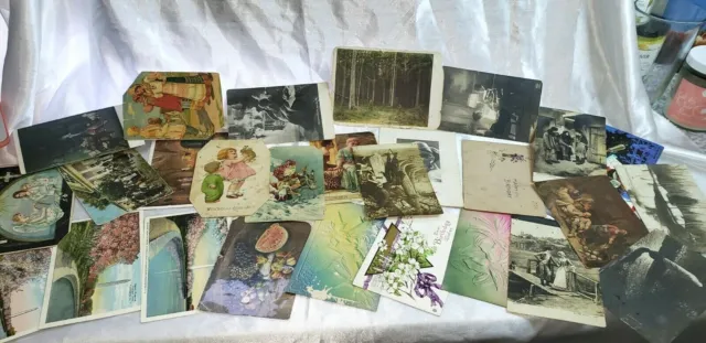 Lot of 26 anique retro vintage post cards American and Russian, Tsar and Soviet