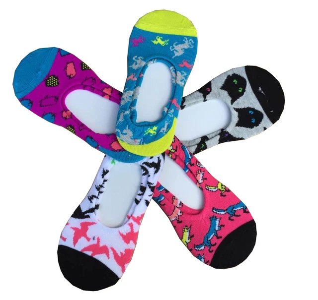 5 Pairs NO SHOW Fashion  Socks Sz. 9-11 NEW DESIGN