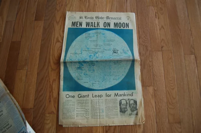 July 21 1969 St. Louis Globe Democrat Moon Walk / Landing Newspaper - Armstrong