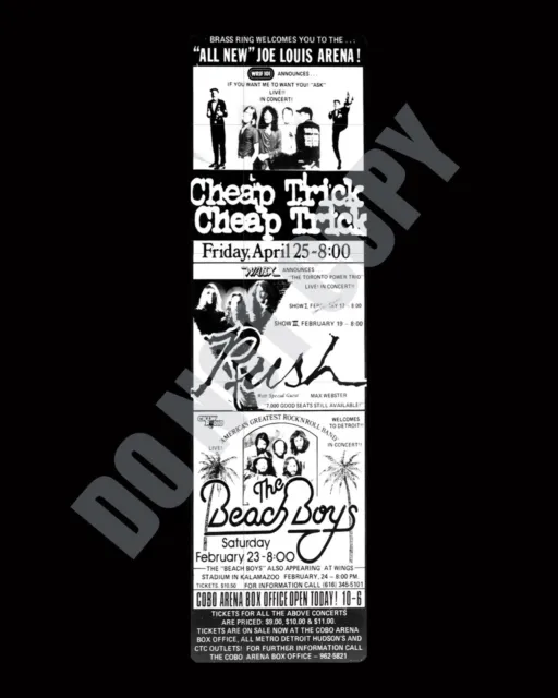 April 25 1980 Cheap Trick At Joe Louis Arena Concert Newspaper Ad 8x10 Photo