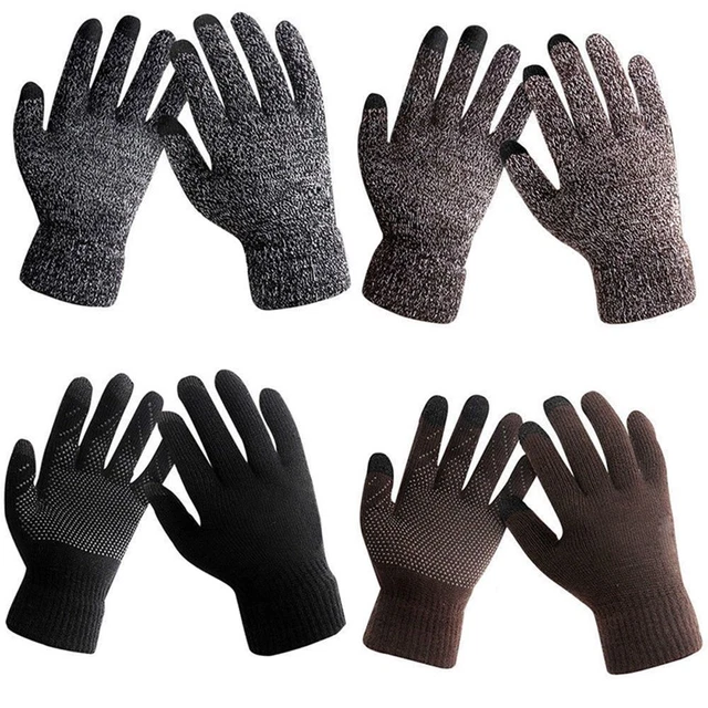 Guanti da uomo caldi invernali esterni touchscreen termici foderati in pile da uomo lavorati a maglia