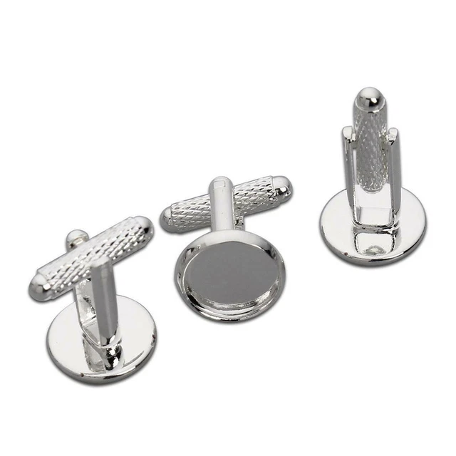 10 piezas aptas para cabujones de 12 mm para hombre aleación puño enchapado en plata eslabones en blanco dijes