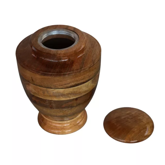 Wooden Urn For Human Ashes,  Large Hand Turned Mango Wood Funeral Cremation Urn 3
