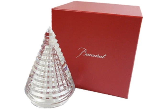 Baccarat Crystal Clear Christmas Tree Noel France Art Glass w/BOX NEW from Japan
