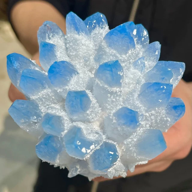 1.28LB  New Find Blue Phantom Quartz Crystal Cluster Mineral Specimen Healing.
