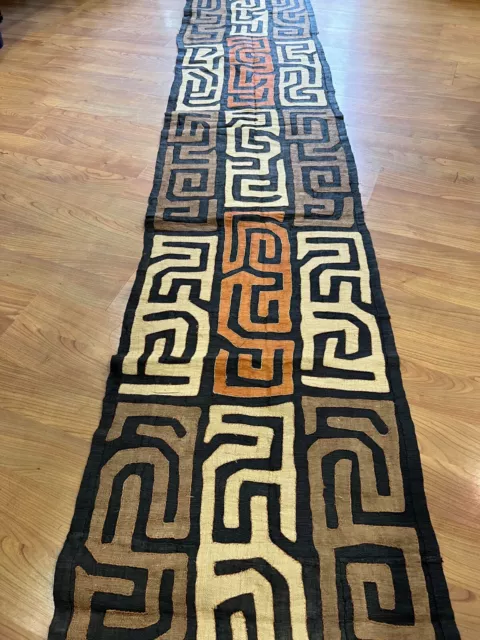 genuine 11 feet African (Congo) Kuba Raffia cloth fabric, natural woven handmade