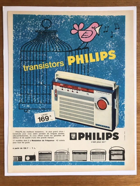 Vintage French Advertisement Philips Radio Archival France Poster Print Ad - 60s