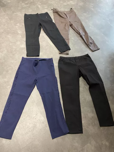 5 Damen Hosen - Jeansart Lederimitat Stoff - 4x lang 1x kurz - neuwertig - Gr 46