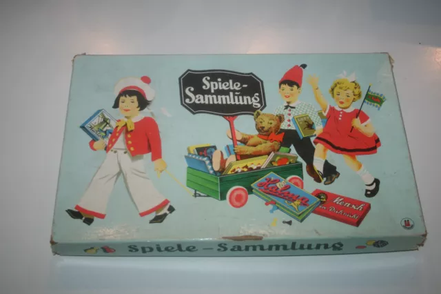 J.F. Schmidt Spielesammlung 50/60er Jahre  Brettspiele mit Zubehör Siehe Fotos !