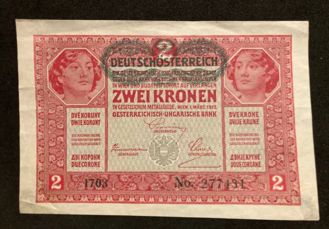 Geldschein, Österreich-Ungarn, 2 Kronen Banknote, 1917 zustand gut