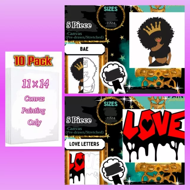 20 Pcs Stretched Pre Drawn Canvas Afro Queen Black Art for Painting for  Adult
