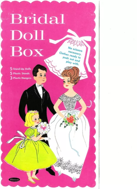 Vintage Uncut 1963 Bridal Doll Box Paper Dolls~Boxed Set~#1 Reproduction~Htf Set