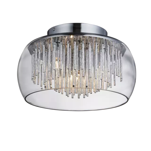 Stanford Clear Glass Round Shade 34Cm 4 Light Flush Ceiling Light