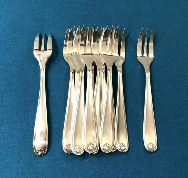 12 Fourchettes à Gâteau Christofle – Métal Argenté Coquille Vendôme