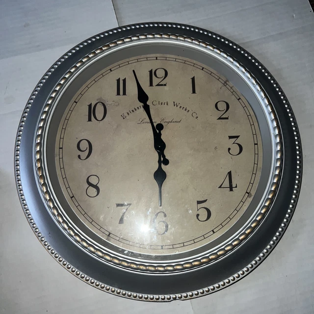 16” WALL CLOCK Silver Frame Edinburgh Clock Works Co London England 19