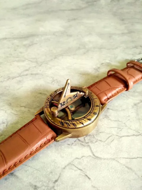 Reloj de sol de pulsera steampunk de latón antiguo Brújula Hermoso reloj...