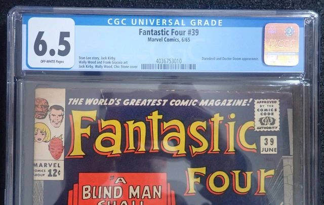 Fantastic Four #39 💦 CGC 6.5 OW 💦 Doctor Doom and Daredevil Appearances 1965 2