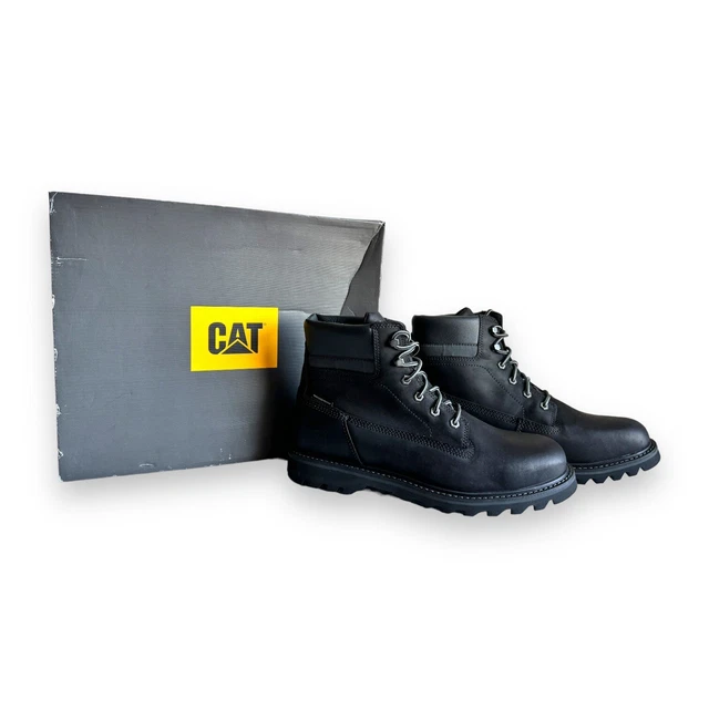 CATERPILLAR DEPLETE MENS Black Leather Lace Up Waterproof Durable Ankle