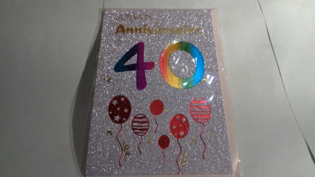 Carte Anniversaire "40 Ans" Avec Enveloppe - N°11 - Neuf Sans Blister - Fabriqué En France