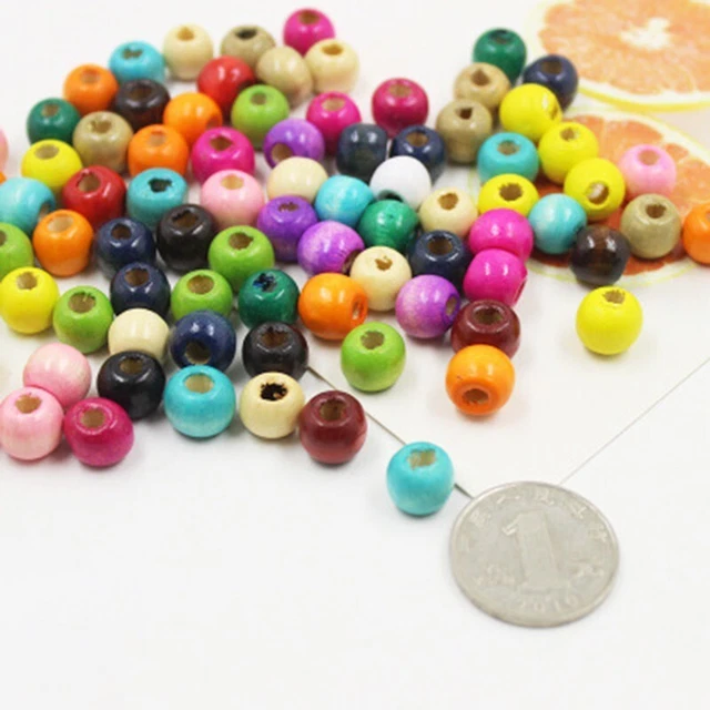 Paquet De 100 Perles En Bois Naturel Pour L'Artisanat D'Enfilage,Perles En Bois Ovales 8,5 X 22