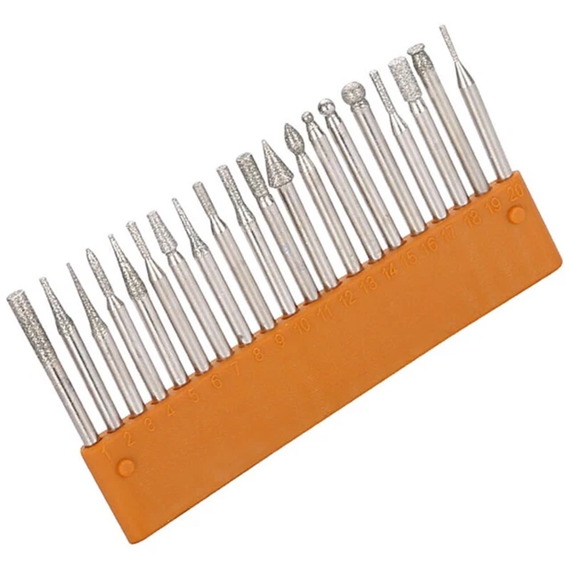 20 piezas brocas giratorias herramientas giratorias molienda de diamantes tallado corte