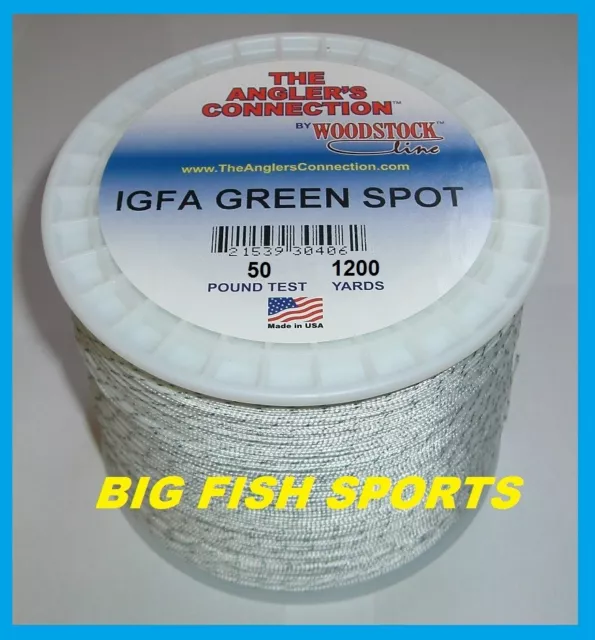WOODSTOCK BRAIDED DACRON IGFA Fishing Line Green Spot 50lb-1200yd FREE USA  SHIP! $69.98 - PicClick
