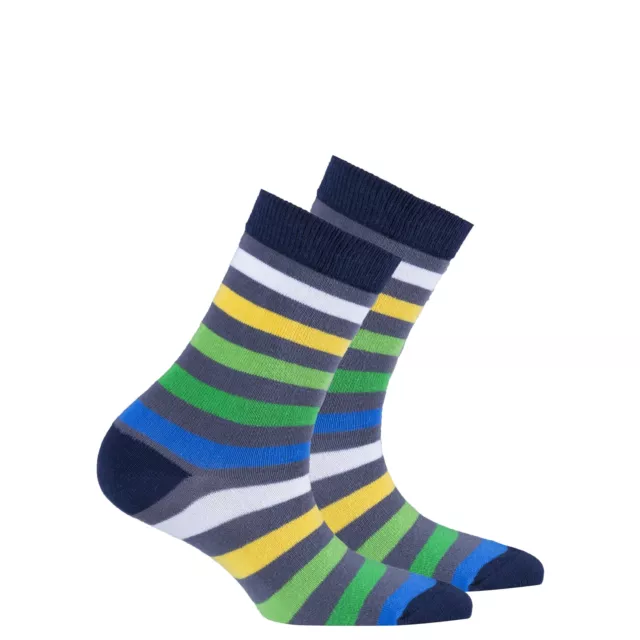 Kids Grey Emerald Stripe Socks 3