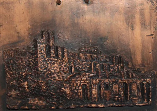 Vintage hand made plaster wall decor plaque landscape ruins