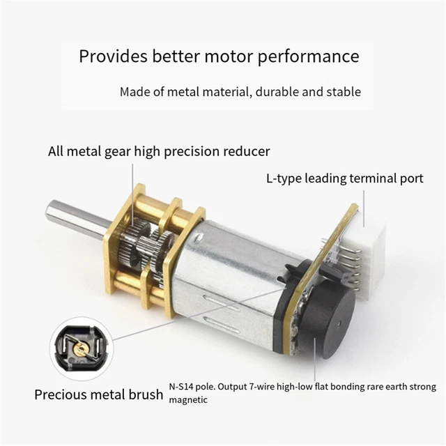 CHANCS N20 DC Mini-versnellingsbakmotor – 12V, 60 RPM, 10mm As, Ideaal Voor Elektronica En DIY-projecten