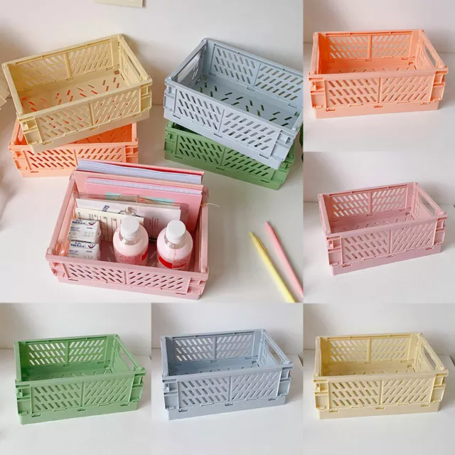 Plastic Storage Box Desk Mini Folding Collapsible Organizer Basket Box Decor