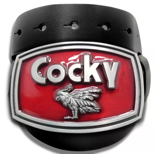 Cocky Belt Buckle with Genuine Leather Belt