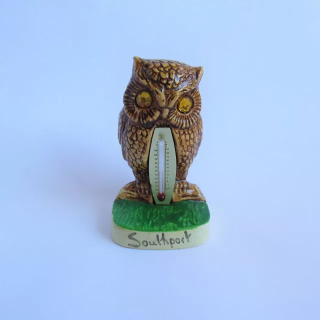 Retro Vintage Manor Ware Owl Thermometer (Gift Figurine Southport Souvenir)