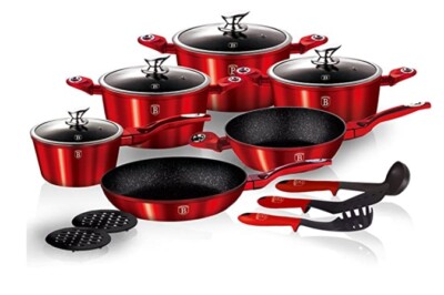 Berlinger Haus Set Batteria di Pentole 12 Pezzi in Petra Lavica Silver Carbon a Induzione 