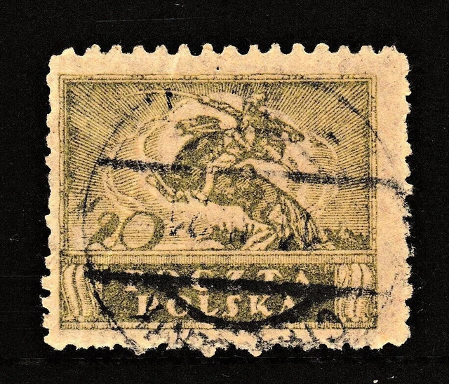 Used " NORTH and SOUTH POLAND ISSUE - POLISH UHLAN CAVALRYMAN " Poland 1922