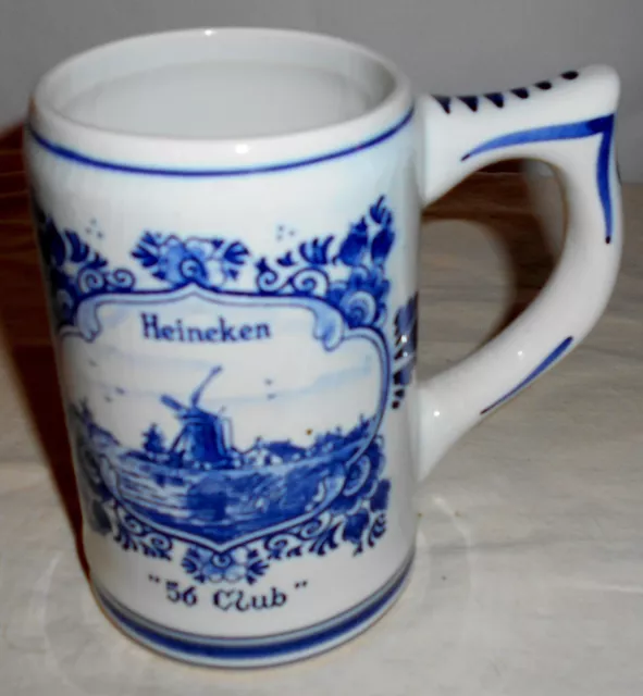 Heineken "56 CLUB" Blue Delft Sailboat Beer Mug Vintage Made in Holland Heineken "56 CLUB" Blue Delft Sailboat Beer Mug Vintage Made in Holland