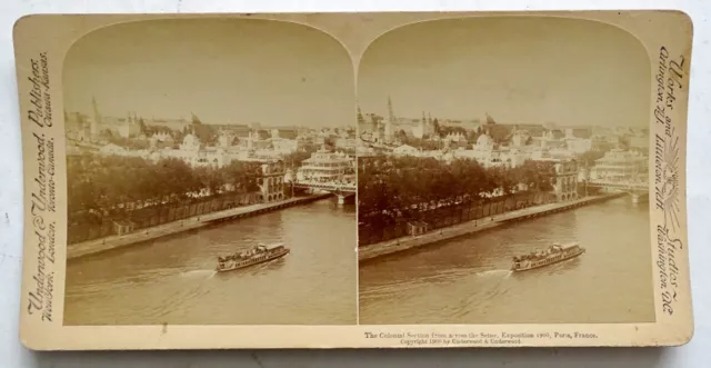 1900 Antique PARIS EXPOSITION Worlds Fair REAL PHOTO Stereoview Card / FRANCE