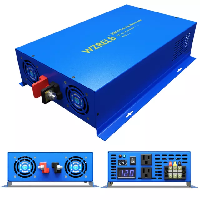 2000W Pure Sine Wave Inverter 18V to 120V Truck RV Car Power Camp Motor Solar RV