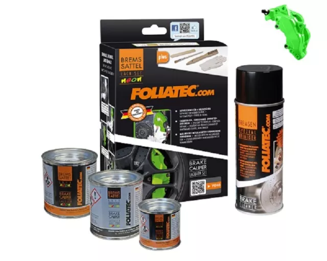 Foliatec Brake Caliper Paint Set Neon Green (Includes Cleaner, Brush, Gloves)