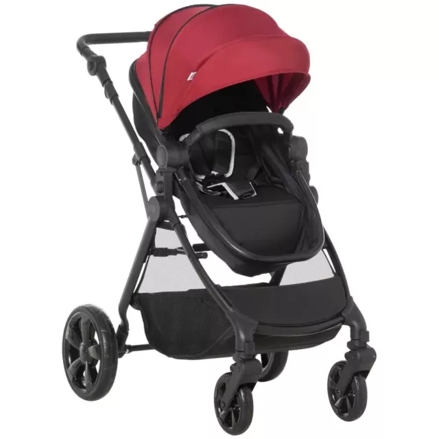 Foldable Baby Pushchair w/ Fully Reclining Backrest From Birth to 3 Years- Red