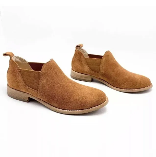 CLARKS Leather Suede Dark Tan Slip-on Booties Shoes Edenvale Page 9M New In Box