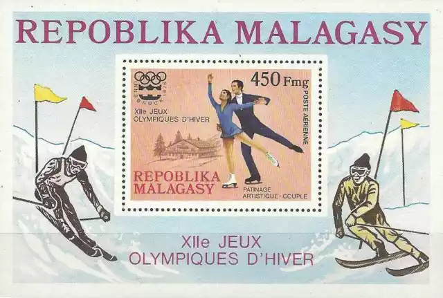 Timbres Sports d'hiver JO Patinage Madagascar BF9 ** lot 1982