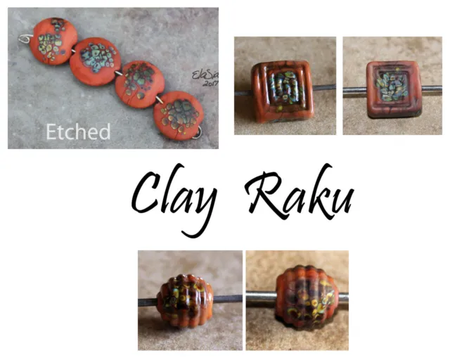 Clay Raku -  Handmade Glass Lampwork Coin Beads - elasia SRA MTO
