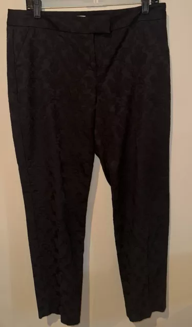 EUC Laundry by Shelli Segal Black Jacquard Damask Textured Pants Size 10