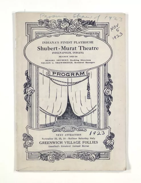 1923 playbill "PASSING SHOW OF 1923" review at Schubert-Murat INDIANAPOLIS