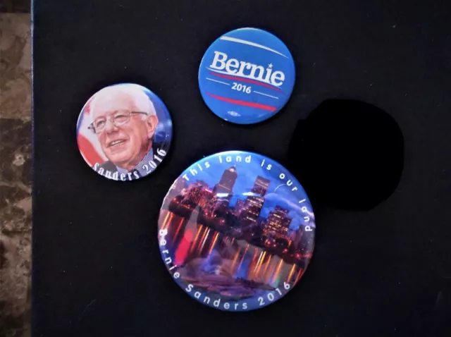 Bernie Sanders campaign buttons  X large 3 1/4 and 2 others 2 inch lot nice