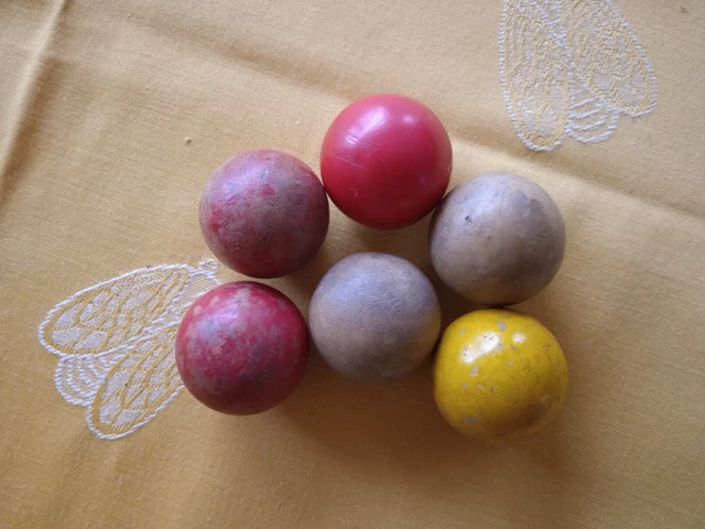 Lot De 2 Boules De Baseball Vintage – Bois Rouge Et Noir, Années 60, Pour Collection Ou Déco