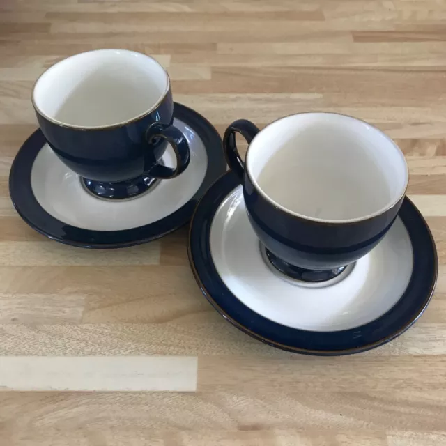 Denby Imperial Blue Cup/Saucer x2 3